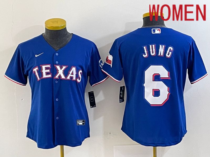 Women Texas Rangers #6 Jung Blue Nike Game 2024 MLB Jersey style 1